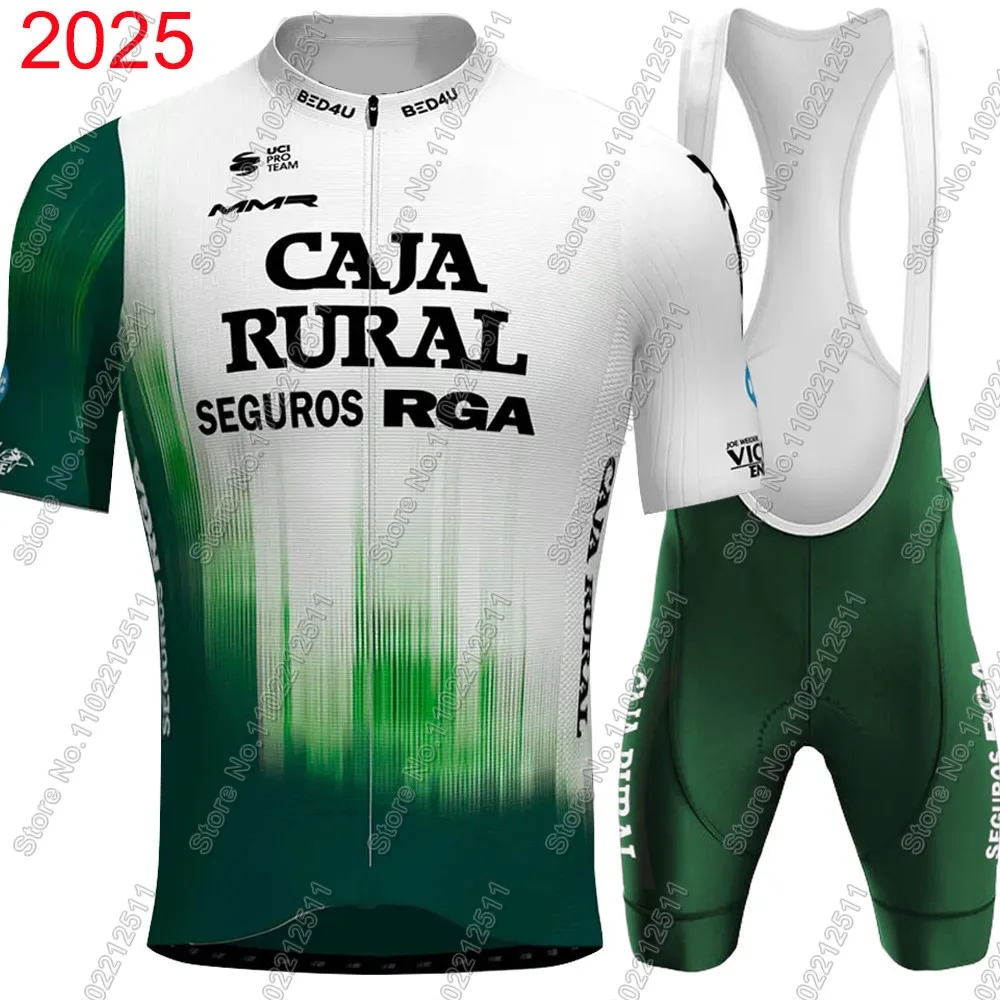 Caja Rural 2025 Cycling Jersey Team Set Seguros-RGA Espana Green Clothing Men Road Bike Shirts Suit bib Shorts MTB