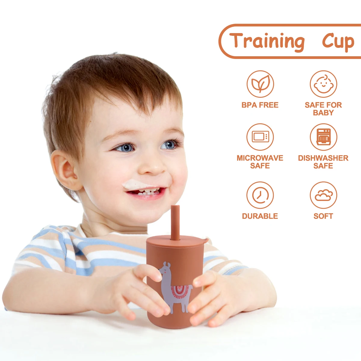 1pc 150ml Portable Children's Straw Cup 5oz Kids Beginner Drinking Cup With Silicone Straw Practical Feeding Cup For Baby image 4