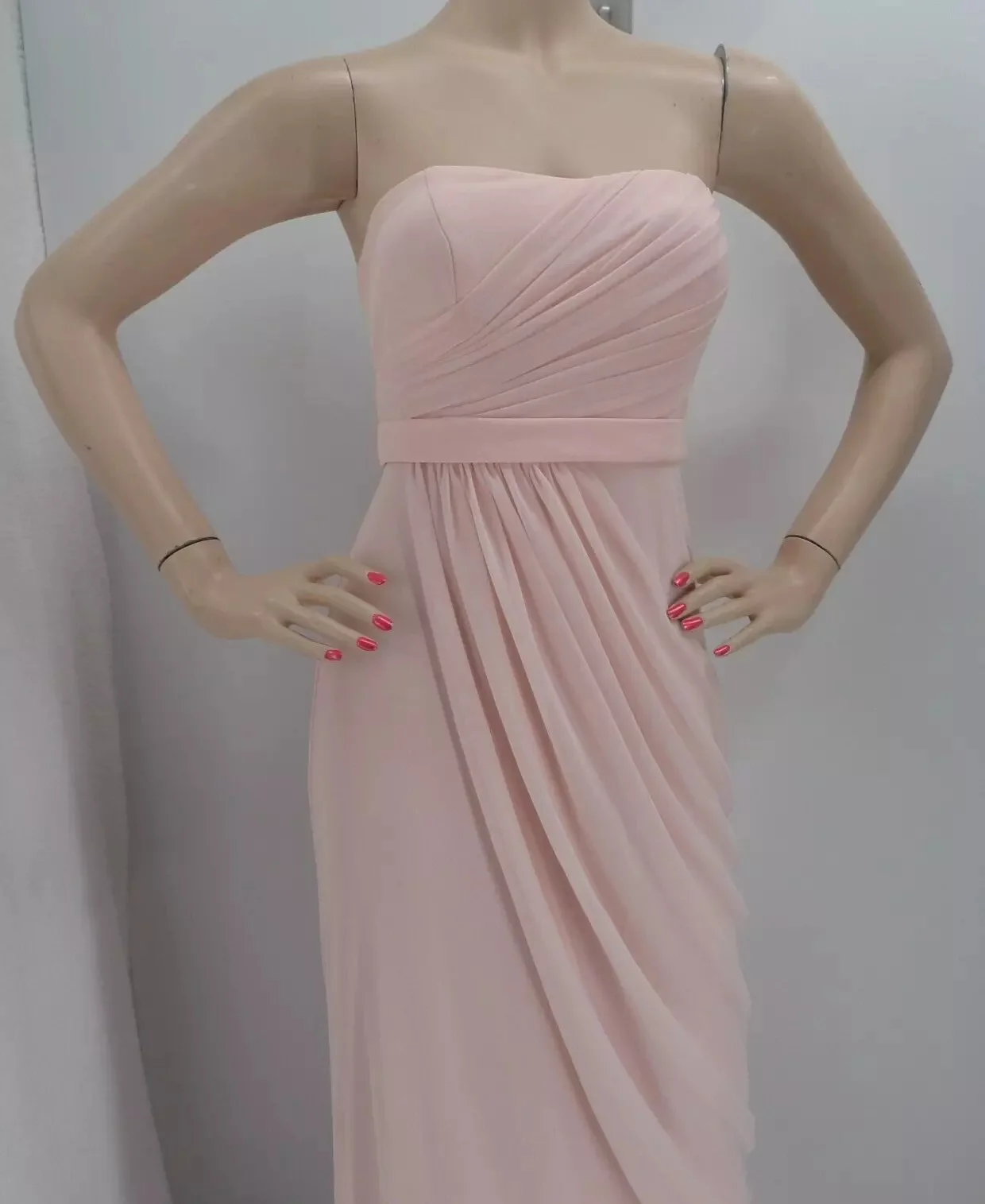 Eenvoudige chiffon strapless a-lijn bruidsmeisjesjurk met split Sweetheart Empire galajurken Rugloze vloerlengte avondjurken