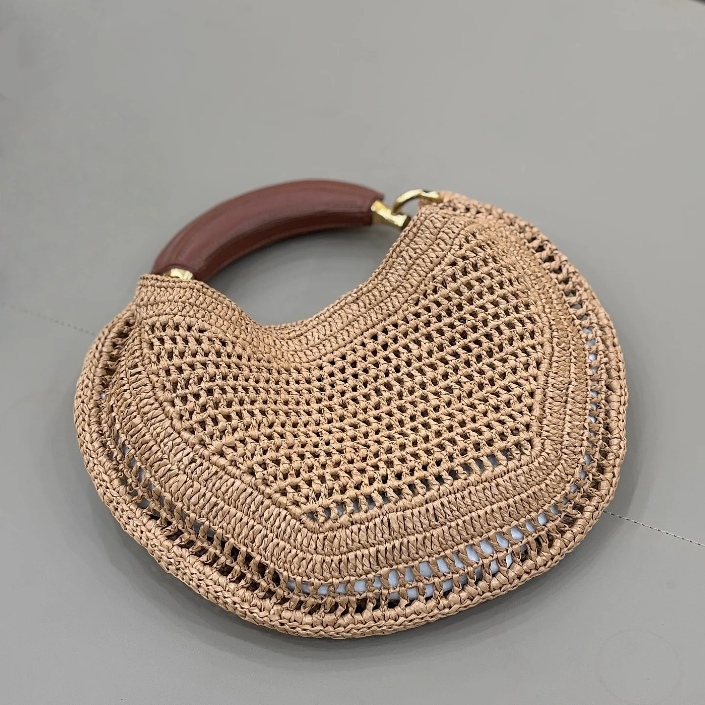 Banana Shape Raffia Straw Hobo Bag For Women Classic Vintage Woven Handbag Summer Beach Purse Shoulder Bag - Image 6