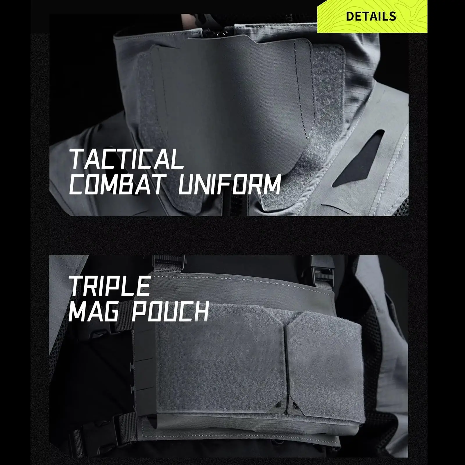 سترة صيد موحدة قتالية تكتيكية مع حقيبة ثلاثية ماج، أكمام قتالية خفيفة الوزن ومريحة للتنفس #4