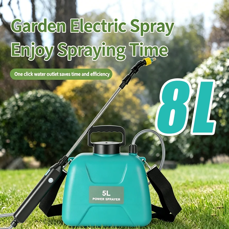 Pulvérisateur à dos électrique 8L pour pesticides, rechargeable par USB, 3 modes pour l'irrigation des jardins