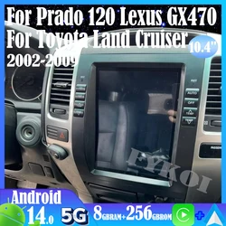 Android 15 For Prado 120 Lexus GX470 For Toyota Land Cruiser 2002-2009 Car Radio Automotive Multimedia Tesla Style Carplay Auto