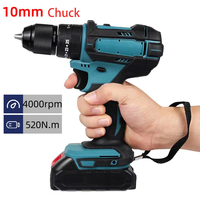 3 IN 1 4000rpm Electric Impact Drill for Makita 18V Battery 520N.M Torque 10mm Chuck Flat Drill Hammer Electric Screwdriver