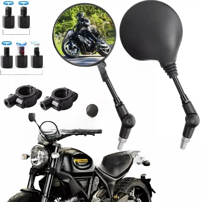 AliExpress NONE 2pcs Foldable Round 10MM Scooter Rear Mirror Motorcycle Side Mirror for Motocross Accessories for Bike Rearview Mirrors Tuning