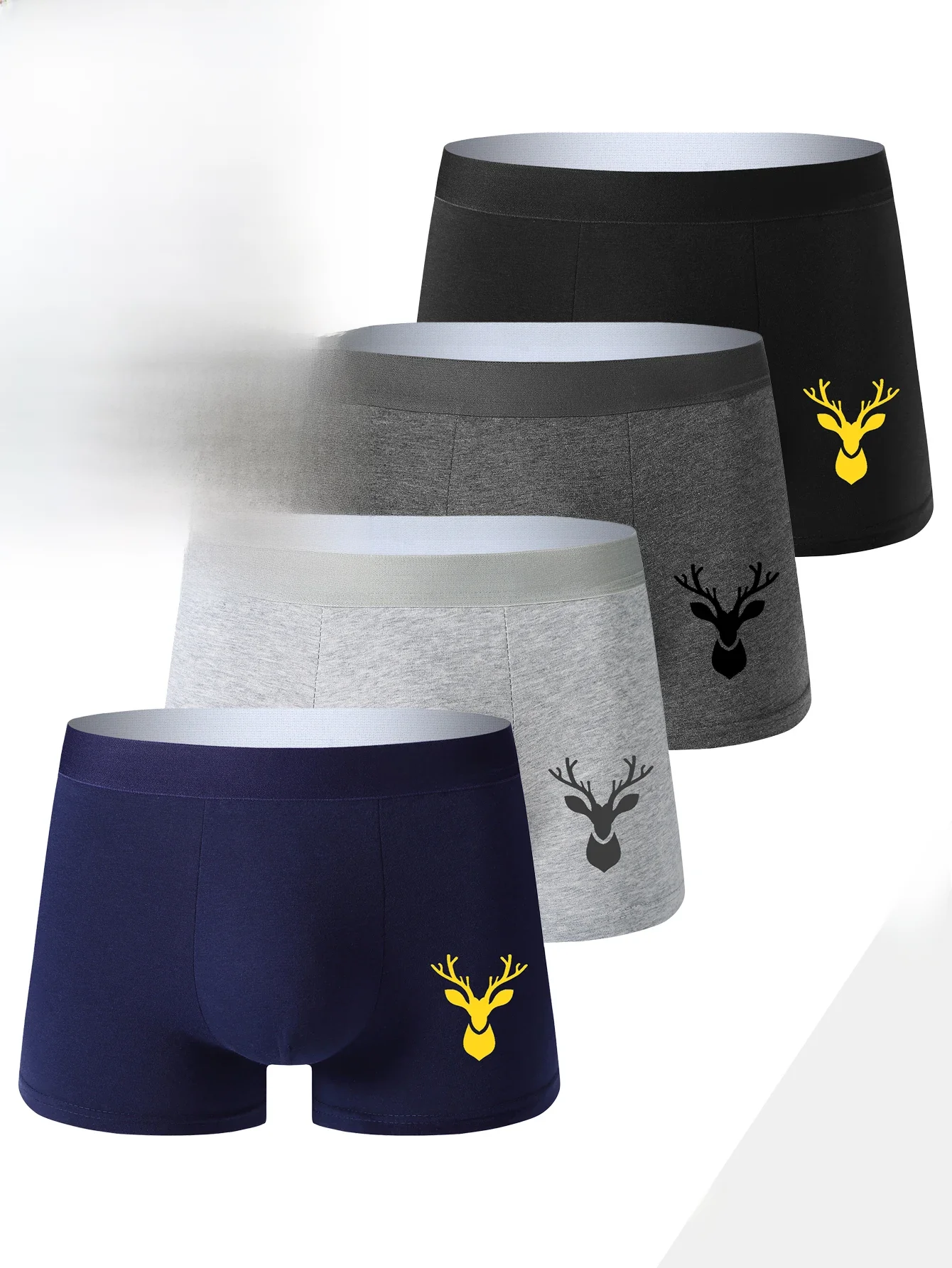 4 pièces boxer sous-vêtements pour hommes, sous-vêtements de sport doux respirant quatre saisons pour hommes, sous-vêtements boxer imprimés pop à la mode