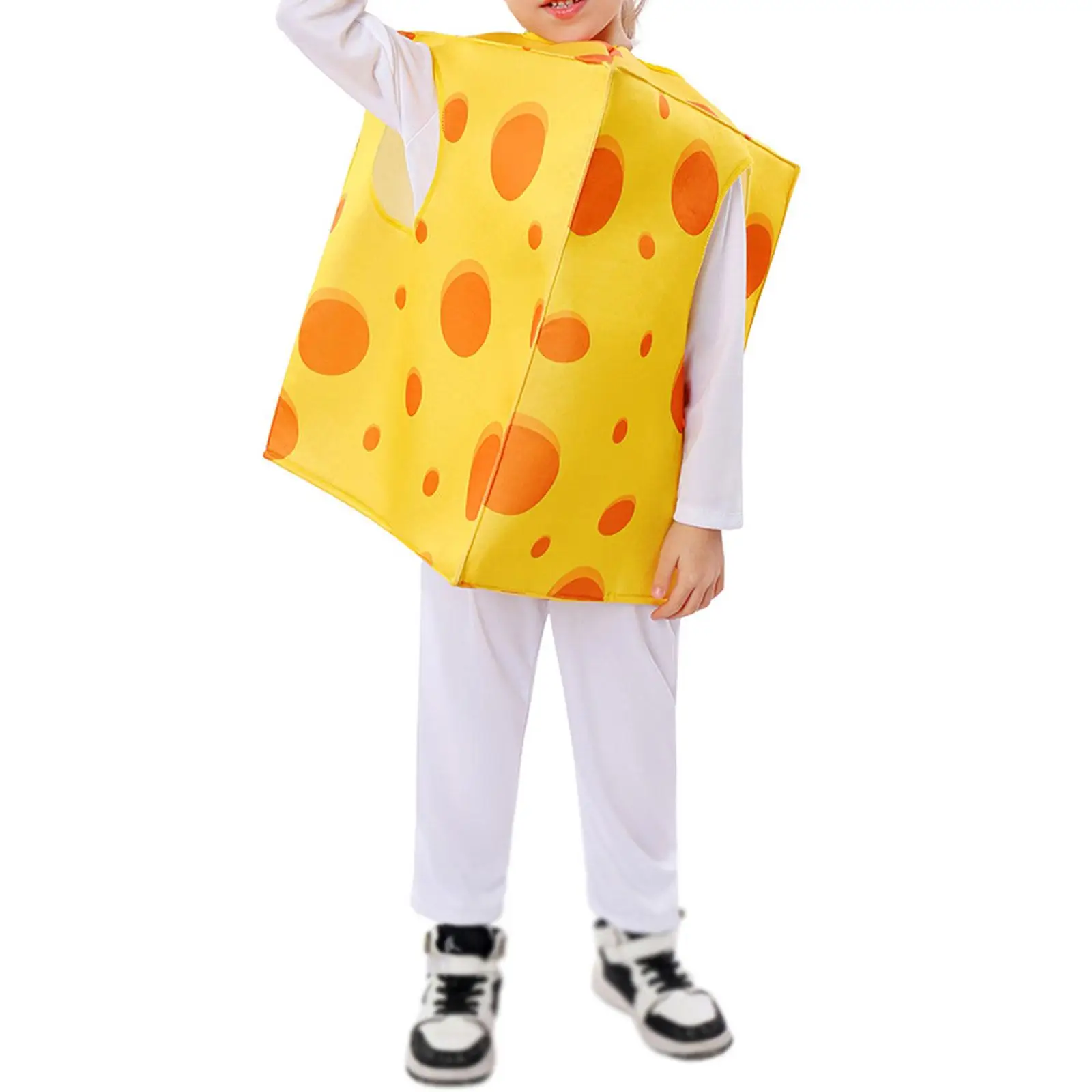 زي الجبن التنكري، معطف الجبن المريح المطبوع الواقعي للحفلات اللطيفة للأطفال، زي الجبن الكبير، أزياء تنكرية للفتيات
