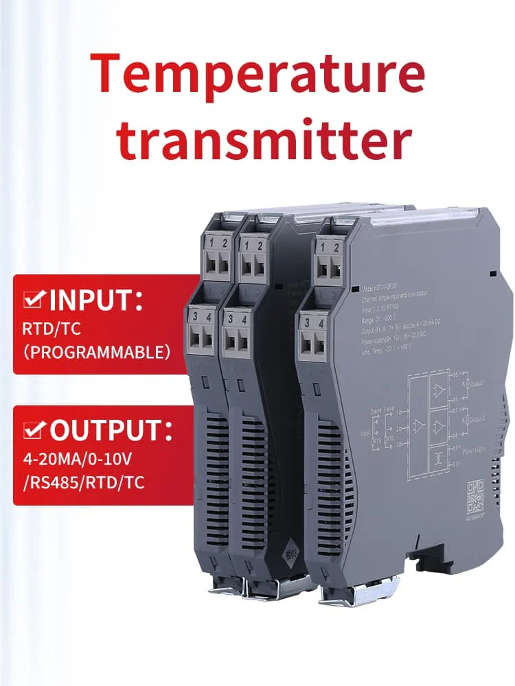 0-10v 1 in 2 Out Isolation Temperature Transmitter RTD Thermocouple signal Isolator Converter 4-20ma DC signal Isolation for PLC