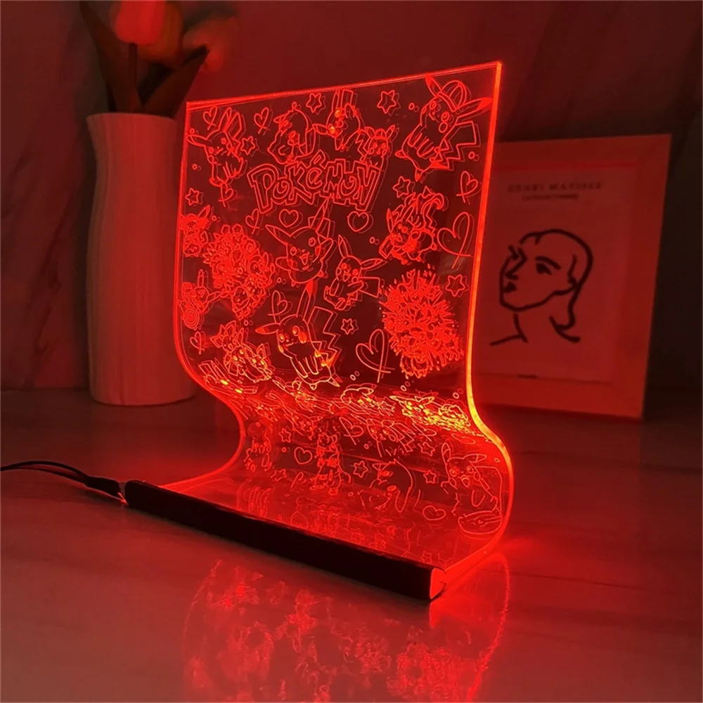 Imagem -02 - Série Pokémon Acrílico Led Scroll Lamp Luz Noturna Desenhos Animados Populares Arte ip Atmosfera Mood Light Decoração Lâmpadas Presente