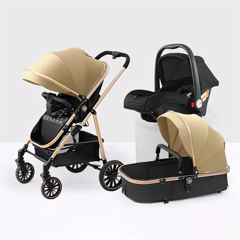 3 in 1 Luxury Baby Stroller Portable Travel Baby Carriage Folding Aluminum form High Landscape Car for Newborn Babyboomer