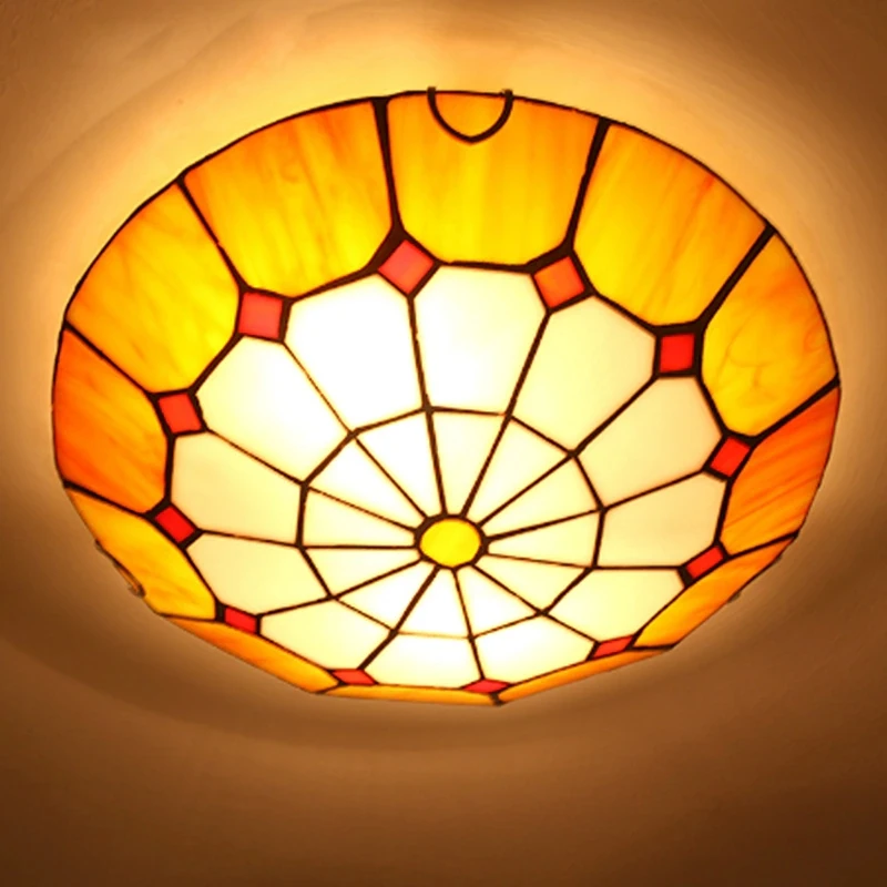 

Modern Fashion Tiffany Ceiling Light Fixture European Colorful Drawing Glass Ceiling Lamp Home Deco Living Room E27 Lamps