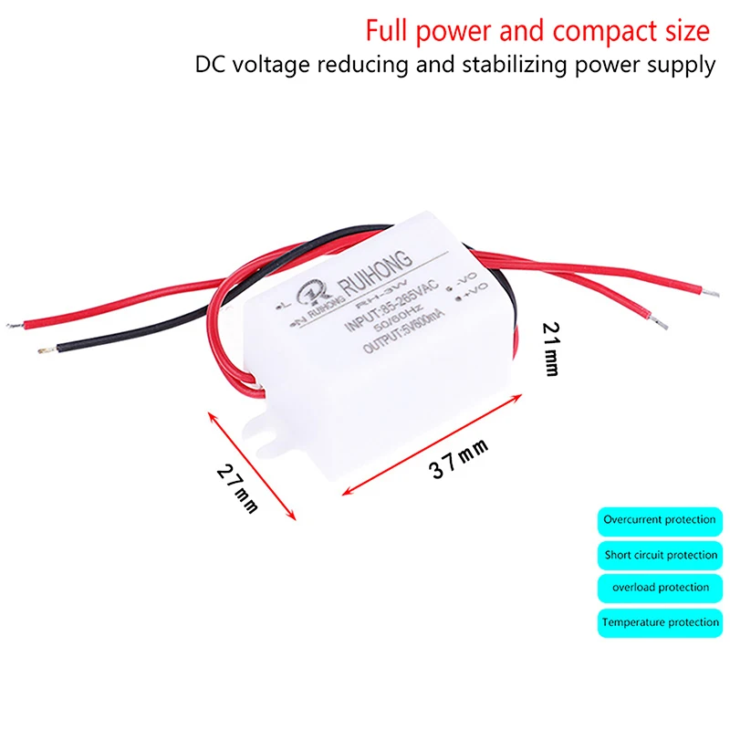 1pc AC-DC Power Supply Module AC 85V-265V To DC 3V 9V 12V 24V 3W Mini Buck Converter DC Voltage Isolation Adapter