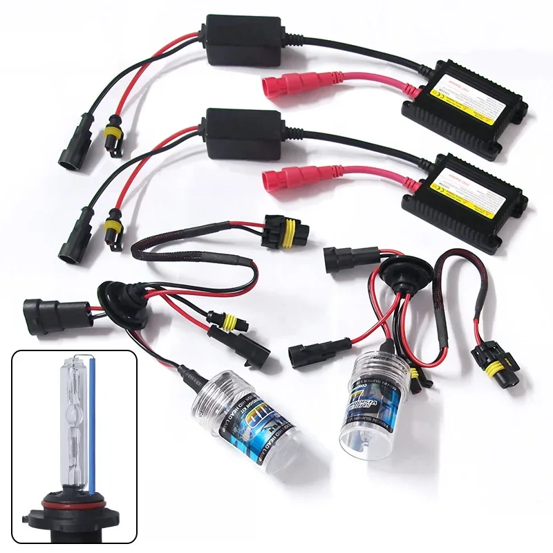 12V 35/55W HID Xenon Bulb Car Headlight H1/H3/H7/H11/9005/HB3/9006/HB4 Auto Headlamp Kit With Slim Block Ballast DC