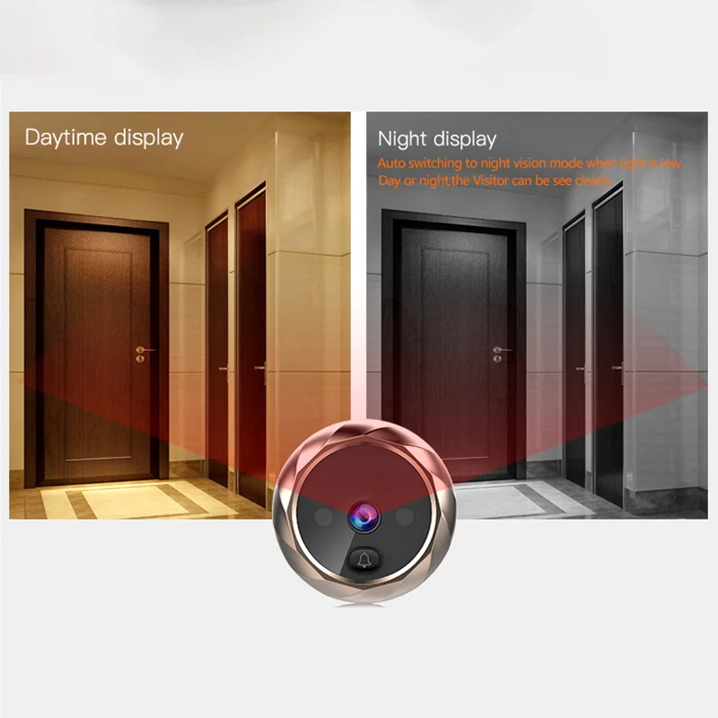 DD1 Visual Doorbell Household Peephole Monitoring Viewing Angle 90° Smart Home Security Monitor Doorbell Night Vision Photo