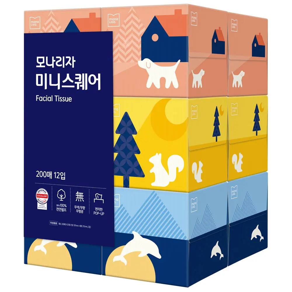 모나리자 미니스퀘어 미용티슈 200매 12개