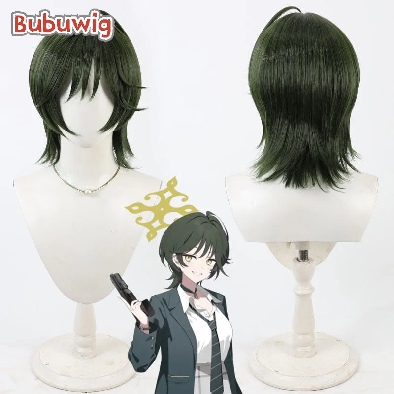 

Bubuwig Synthetic Hair Wakasa Fuyu Cosplay Wigs Game Blue Archive Wakasa Fuyu 35cm Short Straight Turquoise Wig Heat Resistant