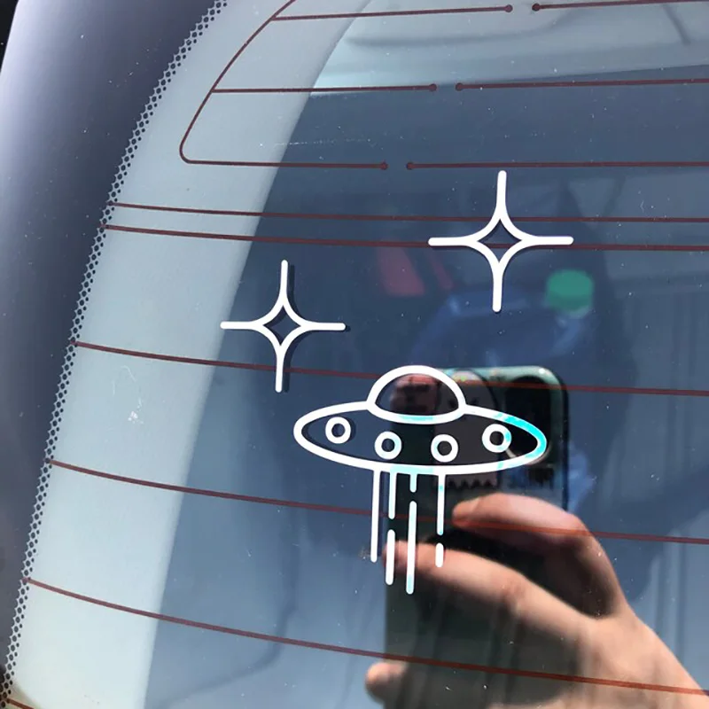 UFO Car Stickers Space Alien Vinyl Decals Car Window Door Windshield Interior Stickers Waterproof PVC Die Cut Decal