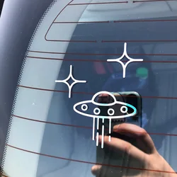 UFO Car Stickers Space Alien Vinyl Decals Car Window Door Windshield Interior Stickers Waterproof PVC Die Cut Decal