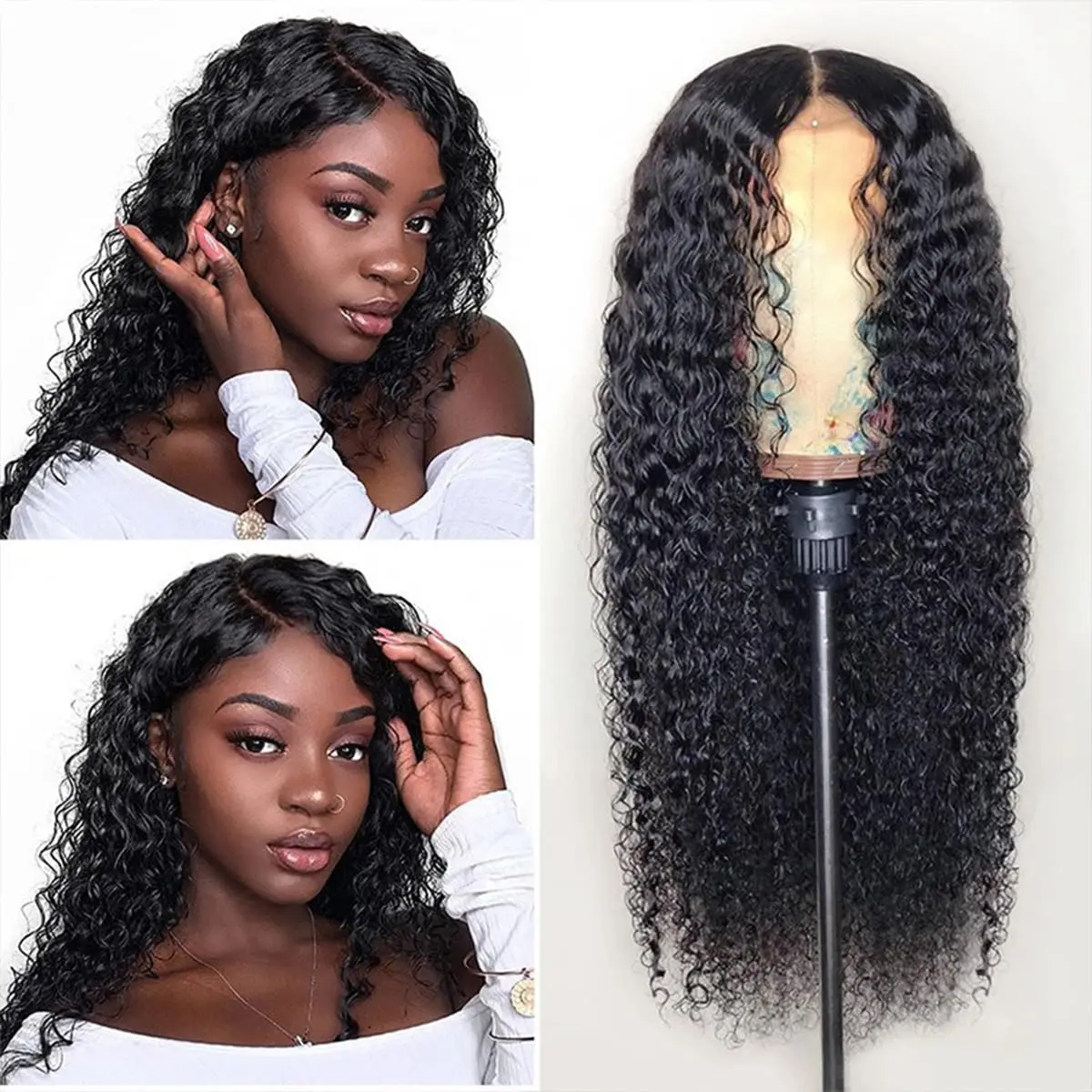 

13x4 Deep Wave Wig Pull Go Glueless Wigs Human Hair with Elastic Drawstring 13x4 HD Lace Frontal Wigs Pre Cut 5x5 Lace Wig