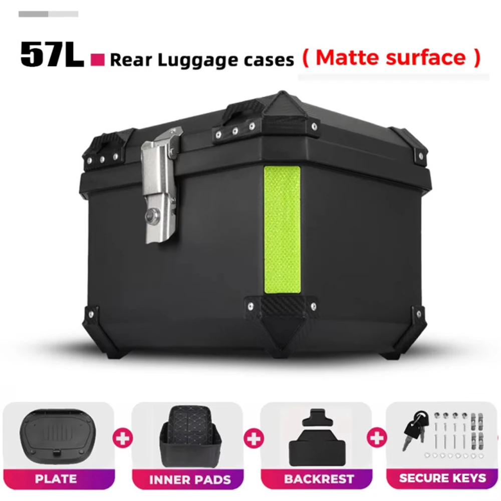 Scatola per casco moto 45L/57L Scatola portaoggetti universale per bagagli superiore e posteriore Armadietto per bagagli da viaggio con serratura Strumento per riporre i bagagli