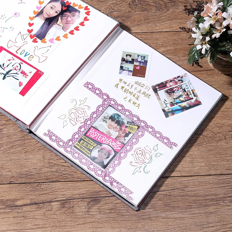 Linen Cover 16 inches Laminating DIY Photo Storage Album Self-adhesive Adhesive Family Anniversary Wedding Children Growth Photo