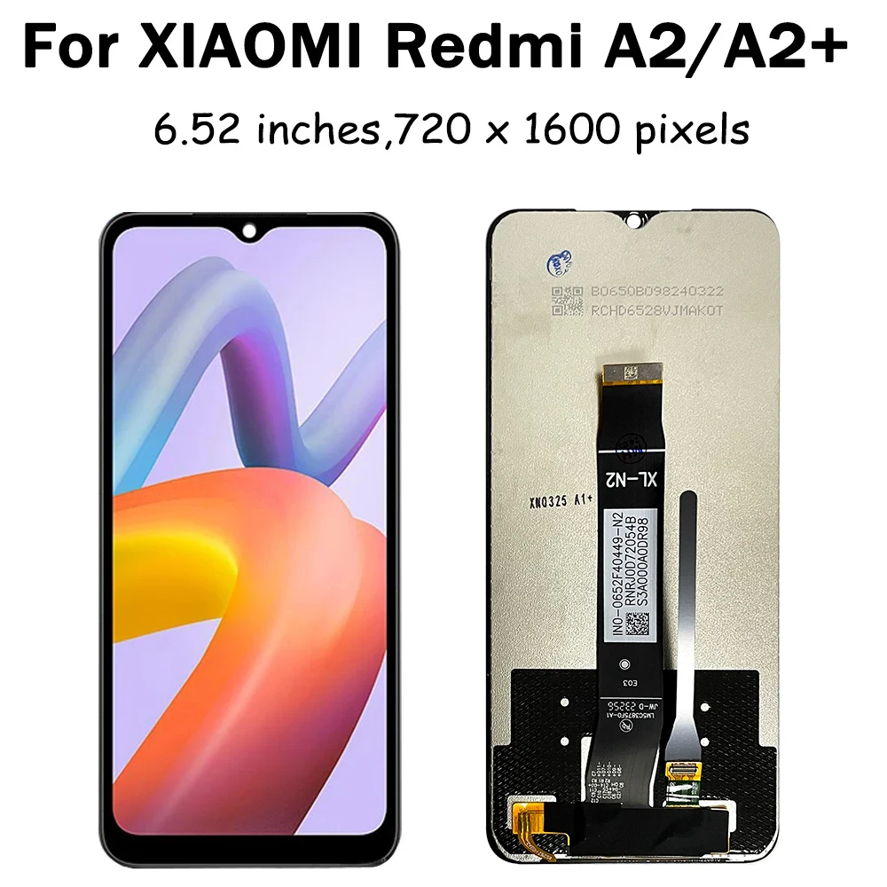 6.52“ Screen for Xiaomi Redmi A2 A2+ Lcd Display Touch Screen Digitizer Assembly with Frame for RedmiA2 A2Plus Replacement