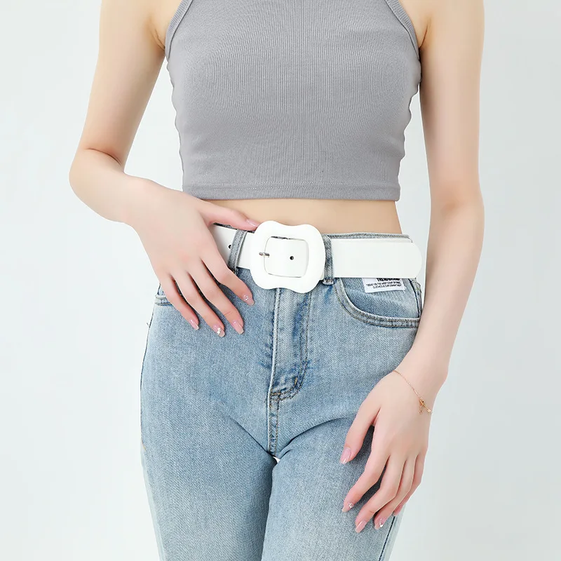 

Hot Sale 105cm Solid Women's Belt Faux Leather Belt with Gourd Buckle Wide Decorative Belt for Sweater Pants Jeans