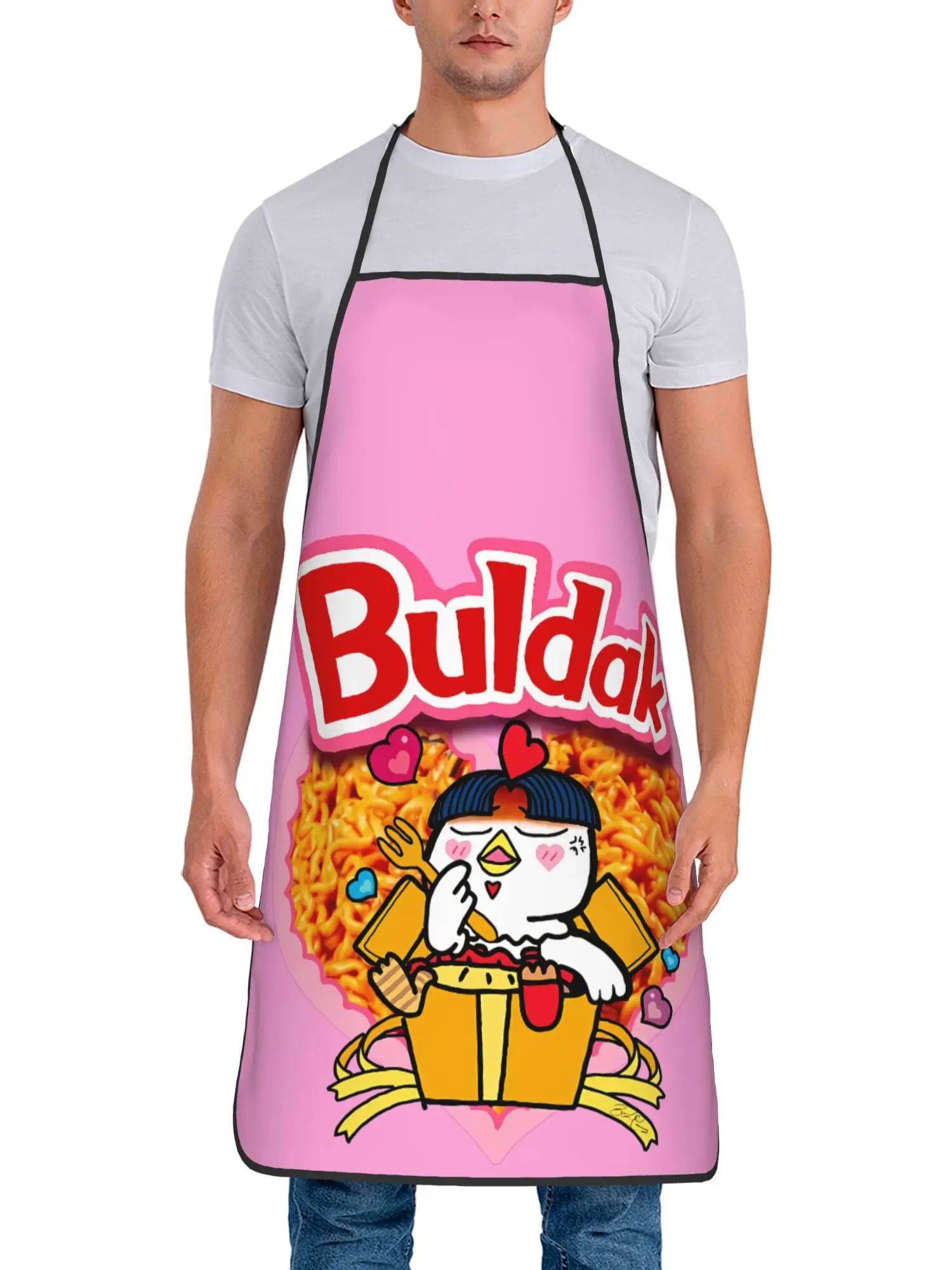 1 Piece Korean Trendy Spicy Chicken-Themed Pink Retro Design Apron, Unisex, Suitable for Crafts, Baking, Painting, Cleaning, Cooking, Chef, Waiter, Cafe, Barbecue Restaurant Apron, 21.7× 28.7inch , Perfect Holiday Gift for Family and Friends