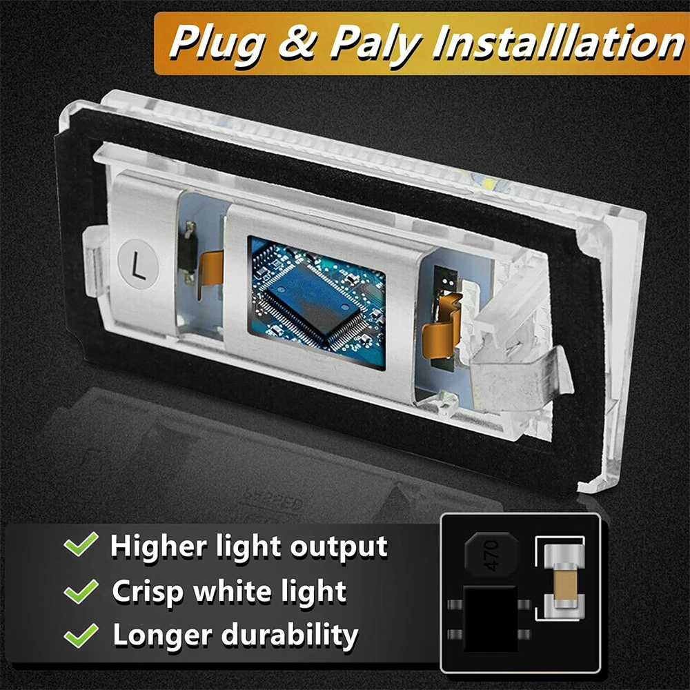 2Pcs 6500K 3528 SMD LED License Number Plate Lights White Canbus Error Free for BMW 3-series E46 1998-2005 3 4 5 Doors 12V