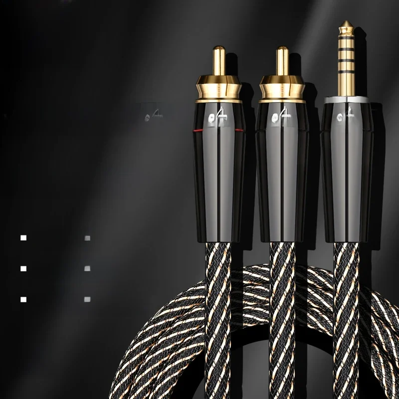 Hi-end HiFi RCA High Audio Cable for CD Amplifier 4.4mm Balanced to 2RCA Wire Gold Plated Connector Plug Stereo Male to Male — zdjęcie produktu 7