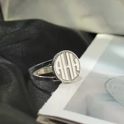 Custom 3D Personalized Men Ring Bling Solid Silver Ring Engraved Any Logo Text Fashion Jewelry Ring For Father