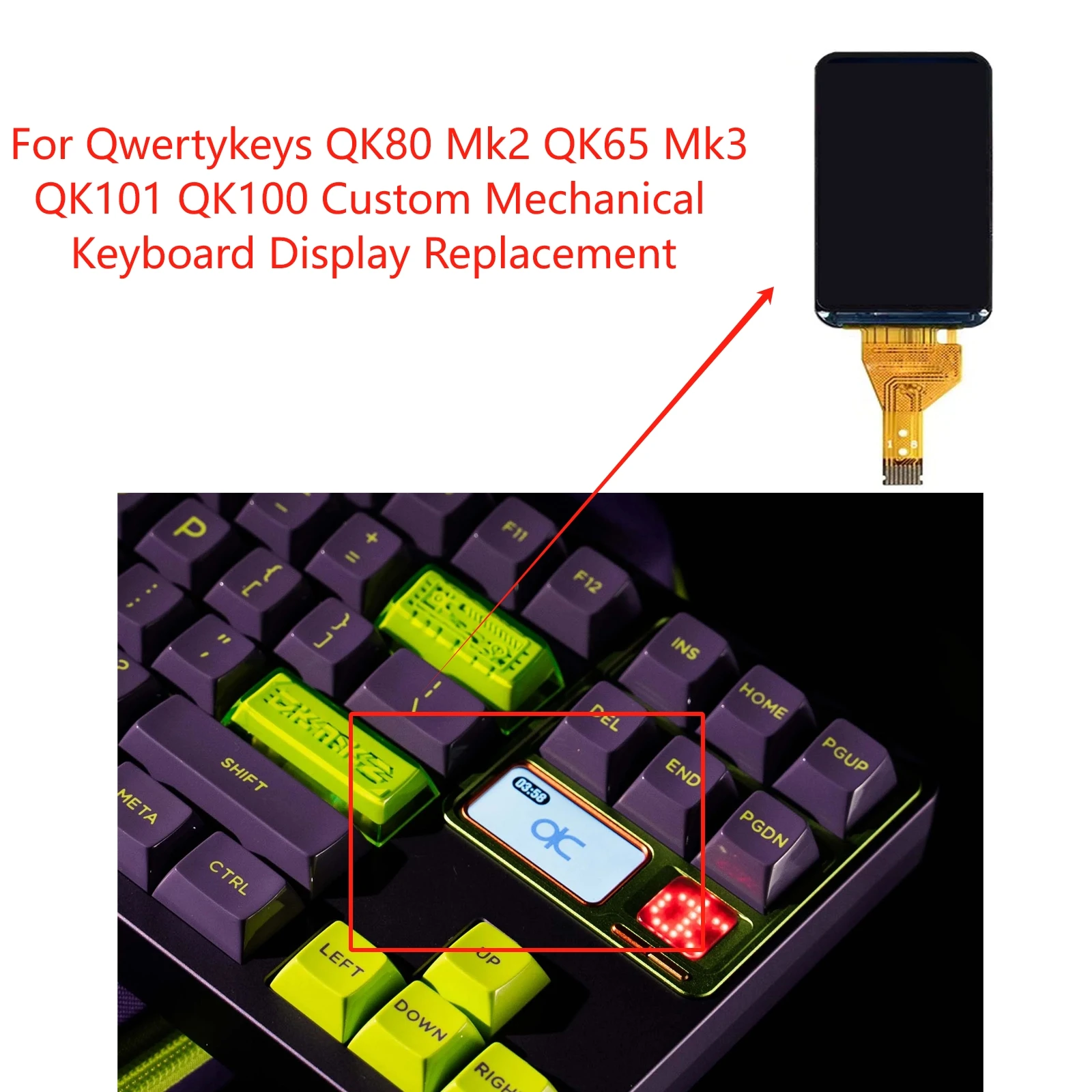 New Full-Color Display for Qwertykeys QK80 Mk2 QK65 Mk3 QK101 QK100 Custom Mechanical Keyboard Display Replacement