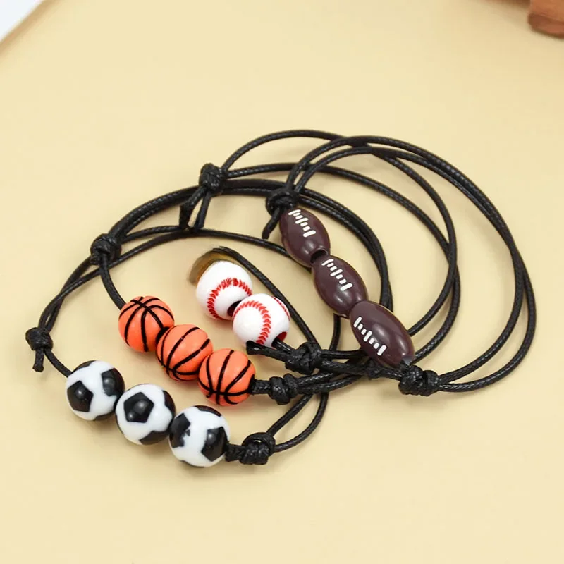 5/10 pièces Football Baseball basket-ball perles Bracelets porte-bonheur sport thème fête cadeau Fans Bracelet périphérique décor de fête d'anniversaire