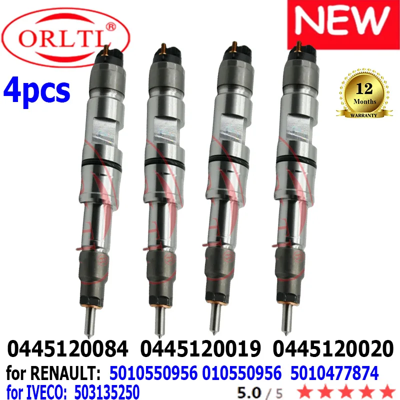 4PCS 0445120019 NEW Diesel 0445120084 Fuel Injector 0445120020 for RENAULT IVECO 5010477874 0986435523 0986AD003 503135250