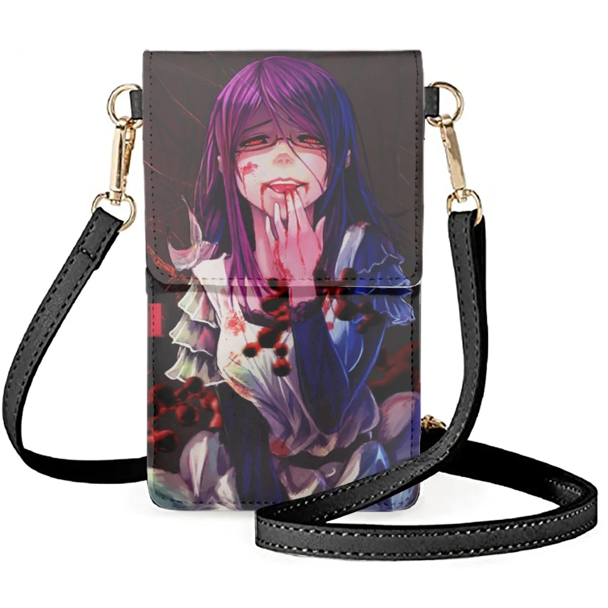 Cartoon Anime Rize Kamishiro Portable Women's Mobile Phone Case PU Leather Ladies Makeup Bag Purse Luxur Girl Handbag New 2023