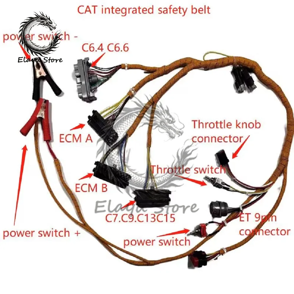 لكابل CAT فحص شامل لشركة كاتربيلر C6.4 C6.6 C7 C-9 C9 C13 C15 3126B ECU ECM محرك التشخيص سلك تسخير