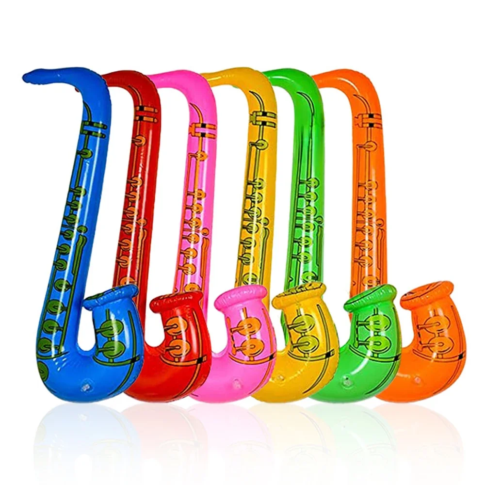 4 Stuks Willekeurig Gekleurde 70 Cm Opblaasbare Saxofoon, Pvc Opblaasbare Instrument Rekwisieten, Instrument Party Speelgoed, Party Prop - afbeelding 2