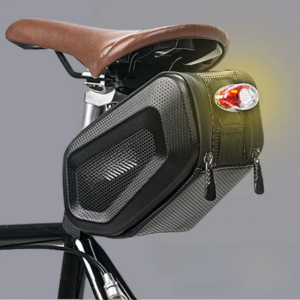 AliExpress Bicycle Saddle Bag with Taillight Waterproof Hard Shell Bike Under Seat Bag Cycling Bike Pannier Bag