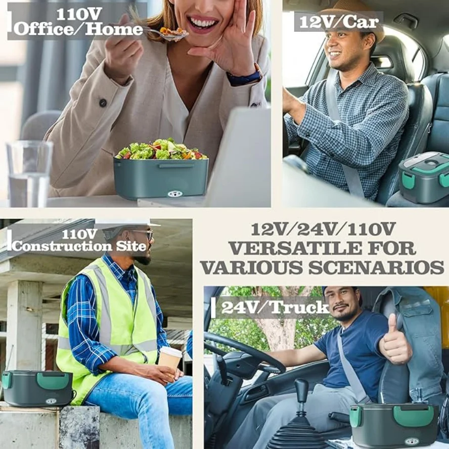 1,5L 65W Elektrische Lunchbox, tragbarer Speisenwärmer für Auto oder Zuhause - Auslaufsicherer 304 Edelstahlbehälter fürs Büro – Detail 6