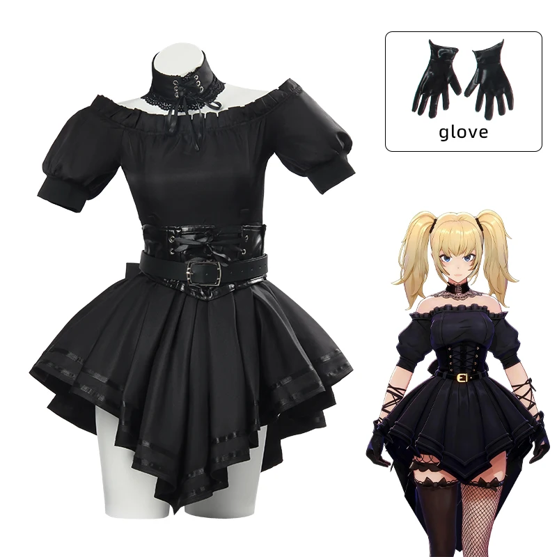 

Grok Anime Girl Ani Cosplay Costume Black Gothic Dress AI Girlfriend Lolita Dress For Halloween Cosplay Party