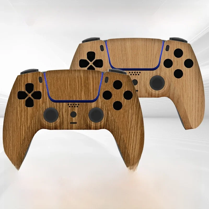 Pavé tactile à coque avant redessiné et remplacé compatible avec le contrôleur PS5 BDM-010, 020, 030, 040, 050-Motif grain de bois
