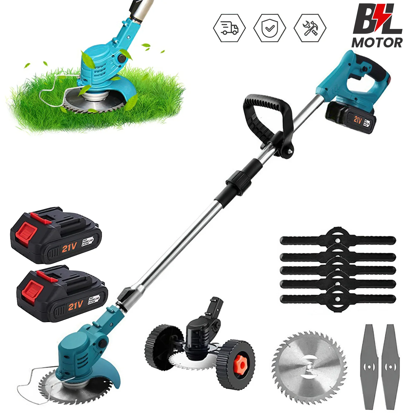 Cortacésped eléctrico inalámbrico, recortador plegable y ajustable, herramientas eléctricas eficientes para podar y cortar en el jardín, compatibles con baterías Makita.