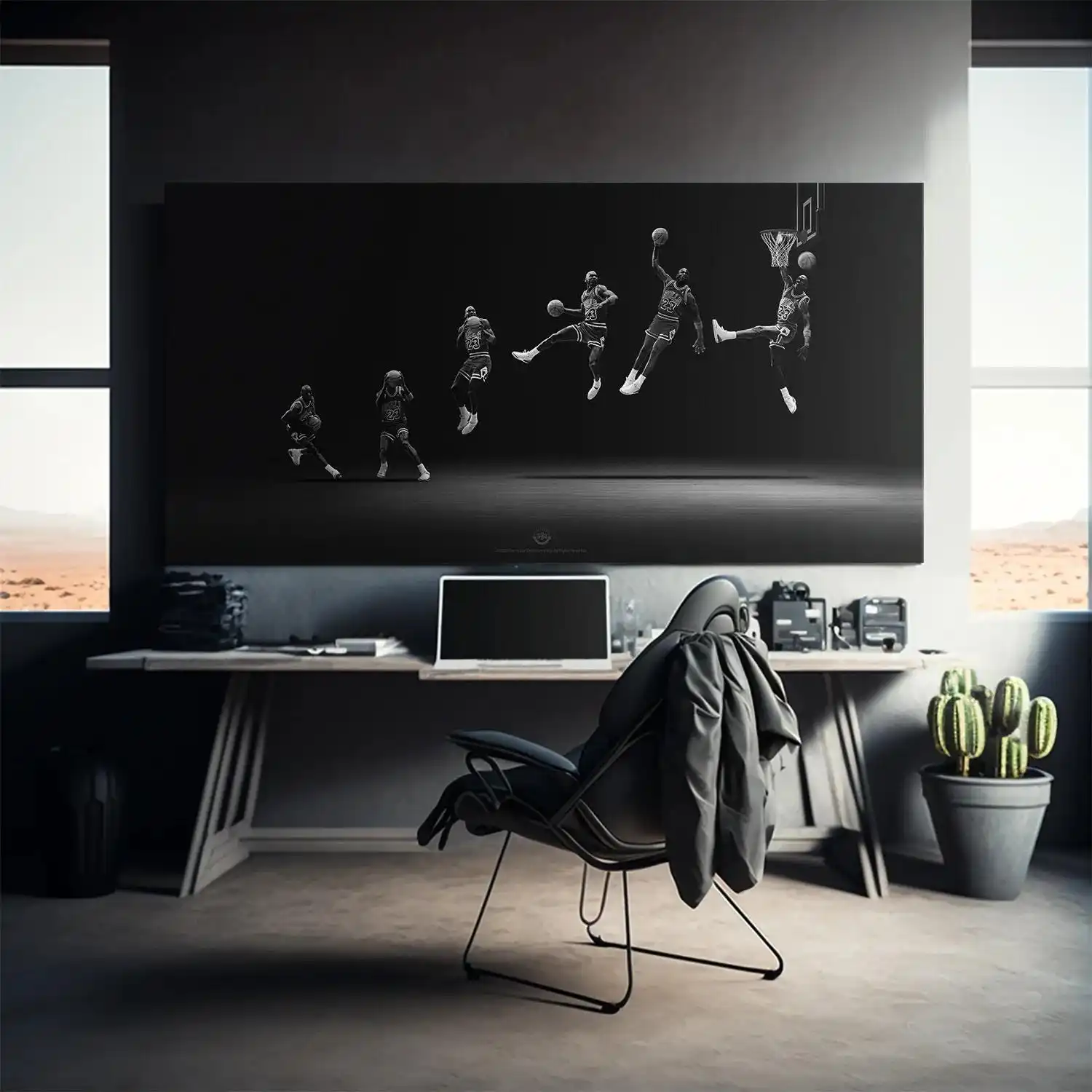 Basketball Legend 23 Slam Dunk Sequence Canvas Mural NBA Black and White Goat Athlete Poster Modern Gym Decoration