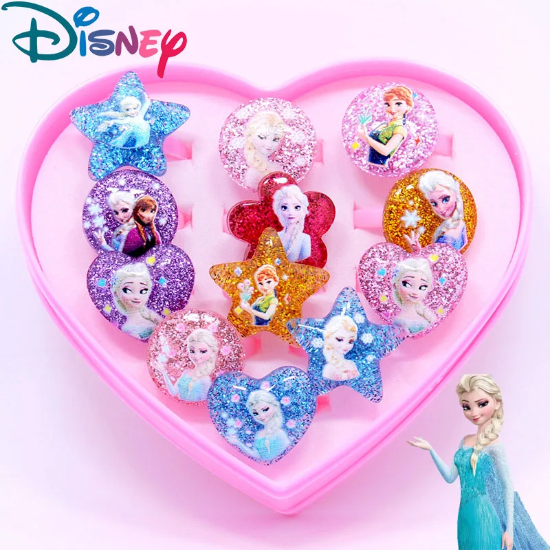 12szt Disney Princess Frozen Elsa Anna Ring Resin Snow white Kids Finger Rings Girls Gifts Children Birthday Party Supplies Toys