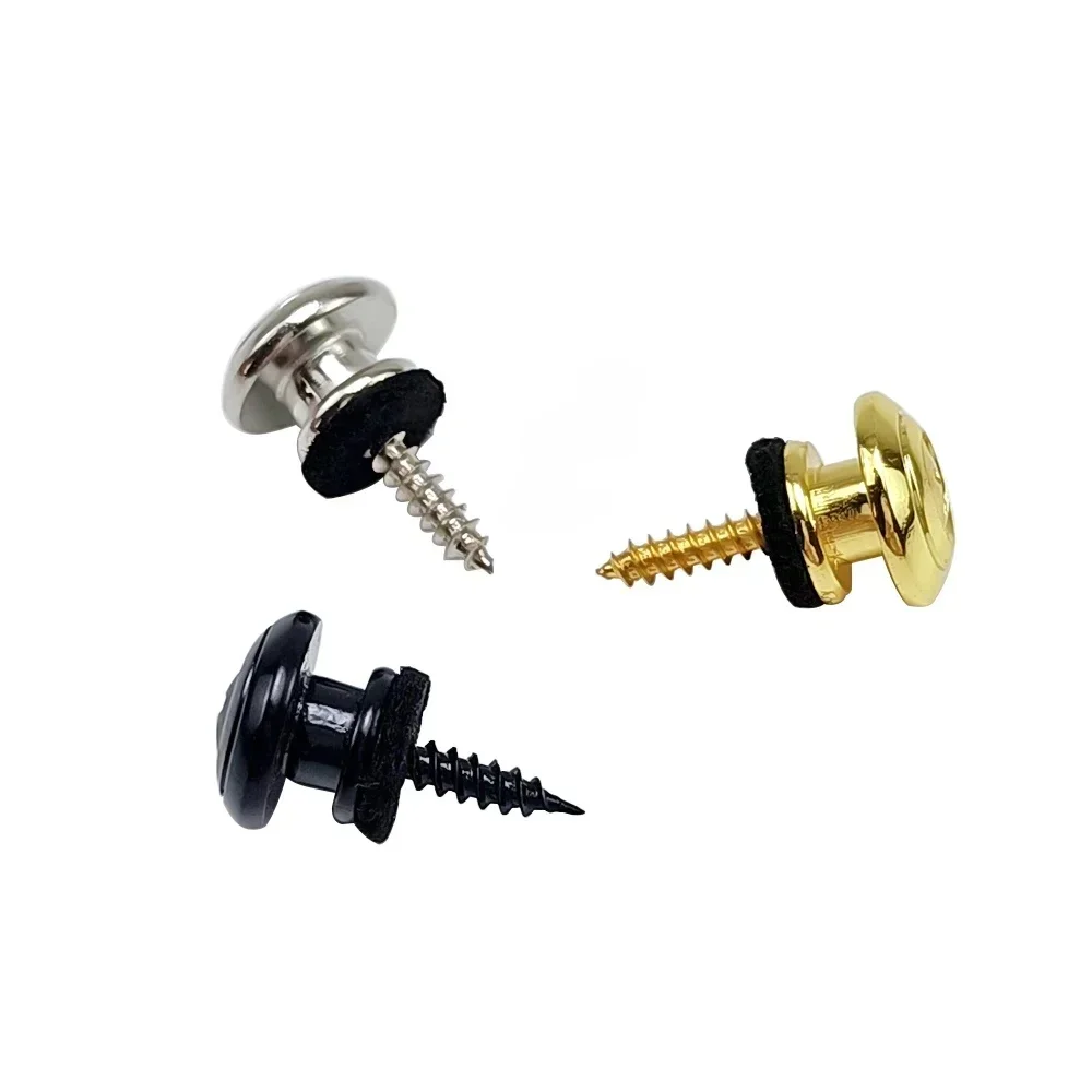 Boucles de tête de champignon, 2 pièces, boutons de queue de sangle de guitare, serrures de sangle, broche d'extrémité chromée avec entretoise en feutre, accessoires de pièces de guitare