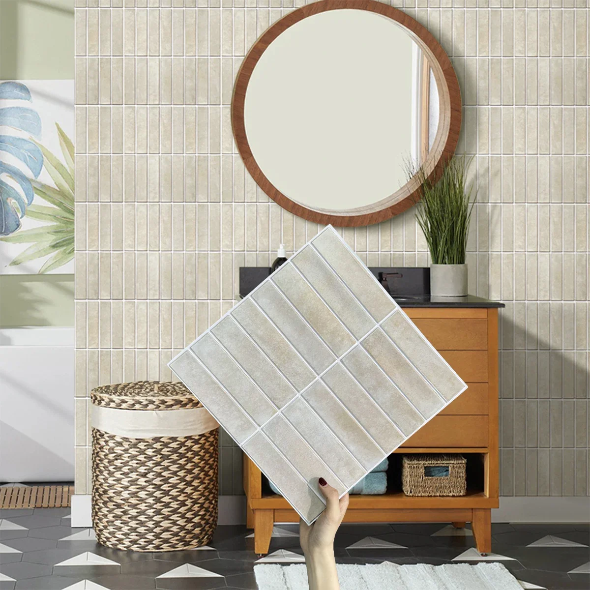 1/10 stuks 3D decoratieve muurstickers, zelfklevende 3D tegelstickers voor keuken en badkamer, water schimmelbestendig, 30x30cm - afbeelding 2