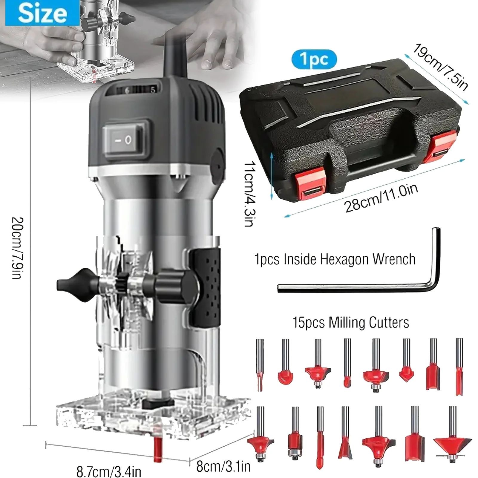 6 سرعات 800 واط آلة التشذيب الكهربائية 33000 دورة في الدقيقة النجارة طحن النقش اليد الخشب حافة راوتر المتقلب المنزل لتقوم بها بنفسك أدوات كهربائية