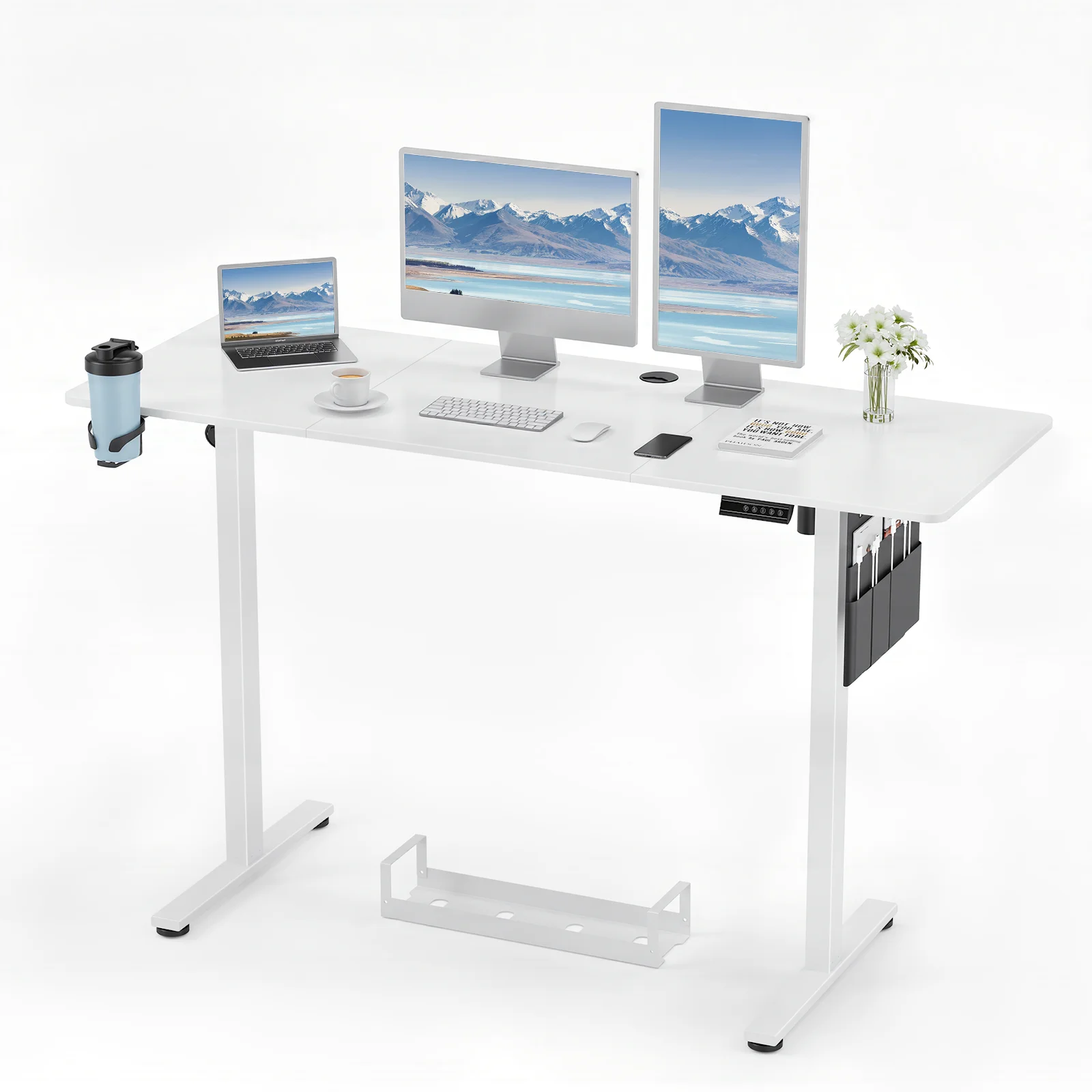 Réglage électrique de la hauteur, plateau de 140 × 60 cm, moteur silencieux + mémoire des positions préréglées
