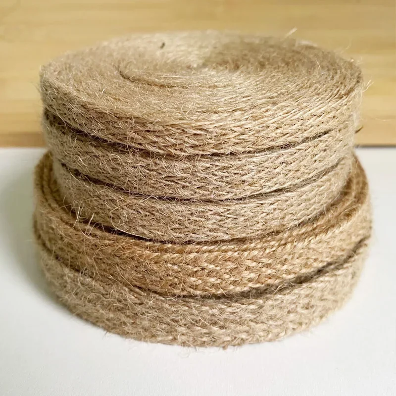 Cordons de Jute tressés plats, ruban en toile de jute, macramé fait à la main, fournitures artisanales de bricolage, corde de chanvre naturelle, ruban de ficelle pour la décoration de la maison