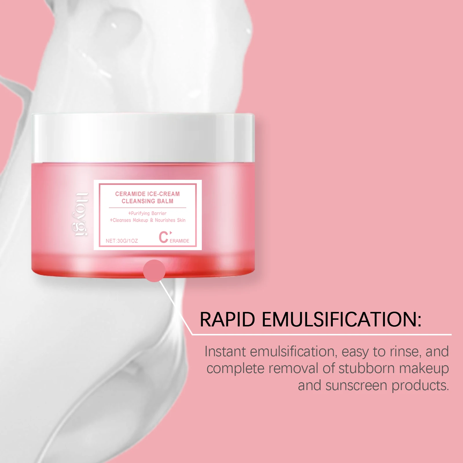 Hoygi Gesichts-Make-up-Entferner-Balsam, feuchtigkeitsspendend, hautenge, nicht reizend, reinigende Poren, schrumpfende, erfrischende Augen und Lippenreinigung